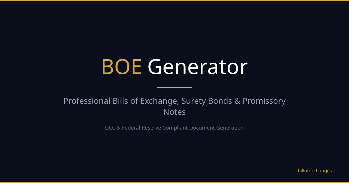 BOE Generator — Bills of Exchange, Surety Bonds & Promissory Notes